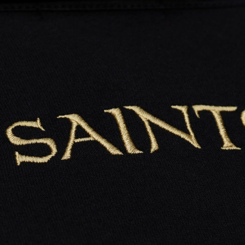 New Orleans Saints Women's Cropped Long Sleeve Rugby Polo Black - Mitchell & Ness