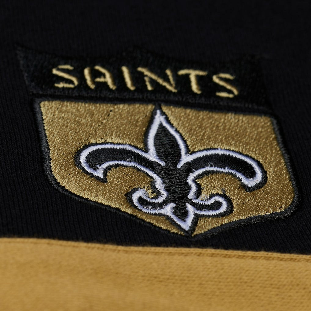 New Orleans Saints Women's Cropped Long Sleeve Rugby Polo Black - Mitchell & Ness