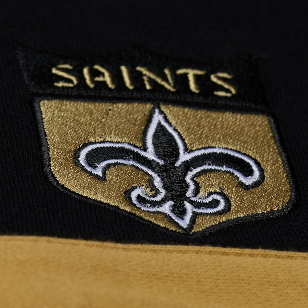 New Orleans Saints Women's Cropped Long Sleeve Rugby Polo Black - Mitchell & Ness