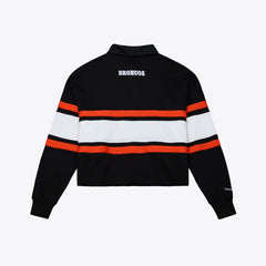 Denver Broncos Women's Throwback Cropped Long Sleeve Rugby Polo Black - Mitchell & Ness