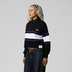 Baltimore Ravens Women's Cropped Long Sleeve Rugby Polo Black - Mitchell & Ness