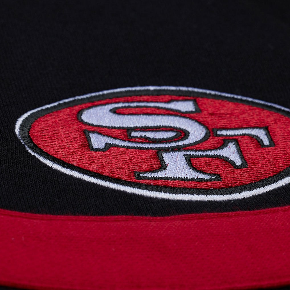 San Francisco 49ers Women's Cropped Long Sleeve Rugby Polo Black - Mitchell & Ness