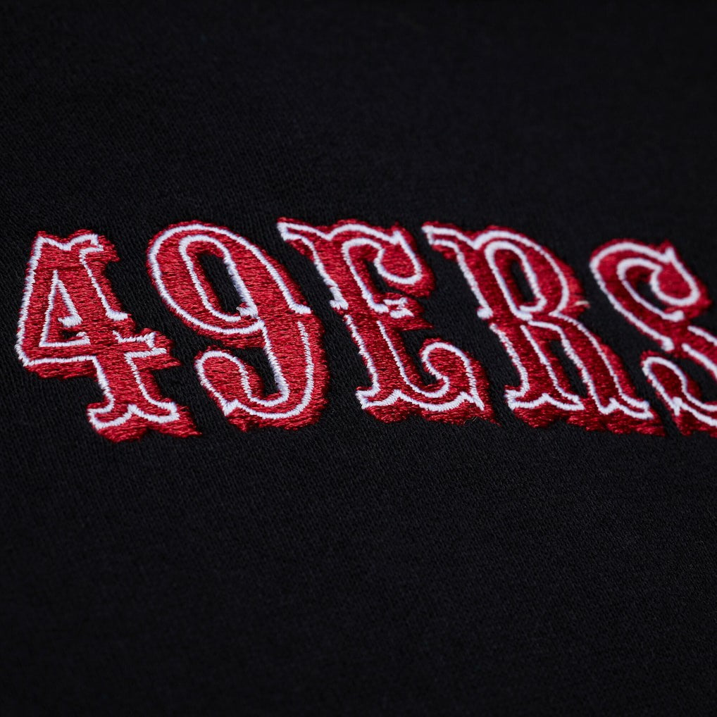 San Francisco 49ers Women's Cropped Long Sleeve Rugby Polo Black - Mitchell & Ness