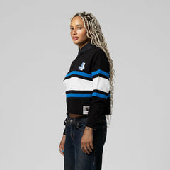 Detroit Lions Women's Cropped Long Sleeve Rugby Polo Black - Mitchell & Ness