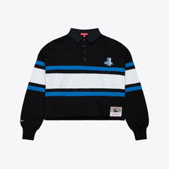 Detroit Lions Women's Cropped Long Sleeve Rugby Polo Black - Mitchell & Ness