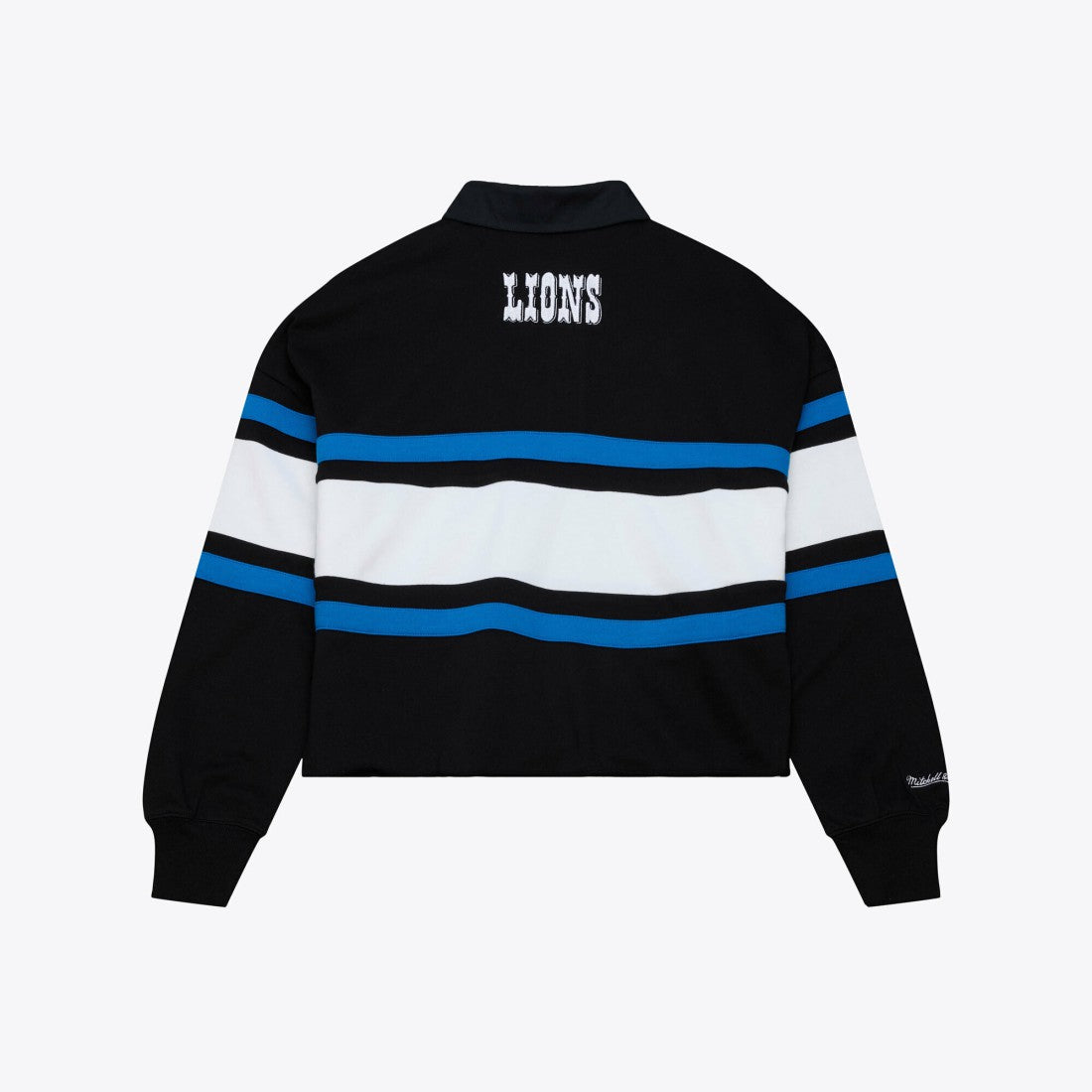 Detroit Lions Women's Cropped Long Sleeve Rugby Polo Black - Mitchell & Ness