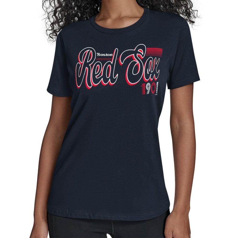 Boston Red Sox Starter Women's Groovy Script Team Fitted T-Shirt Sale
