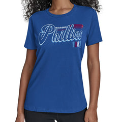 Philadelphia Phillies Starter Women's Groovy Script Team Fitted T-Shirt Lifestyle