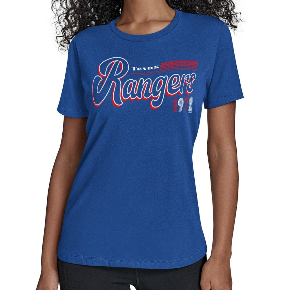 Texas Rangers Starter Women's Groovy Script Team Fitted T-Shirt Clearance