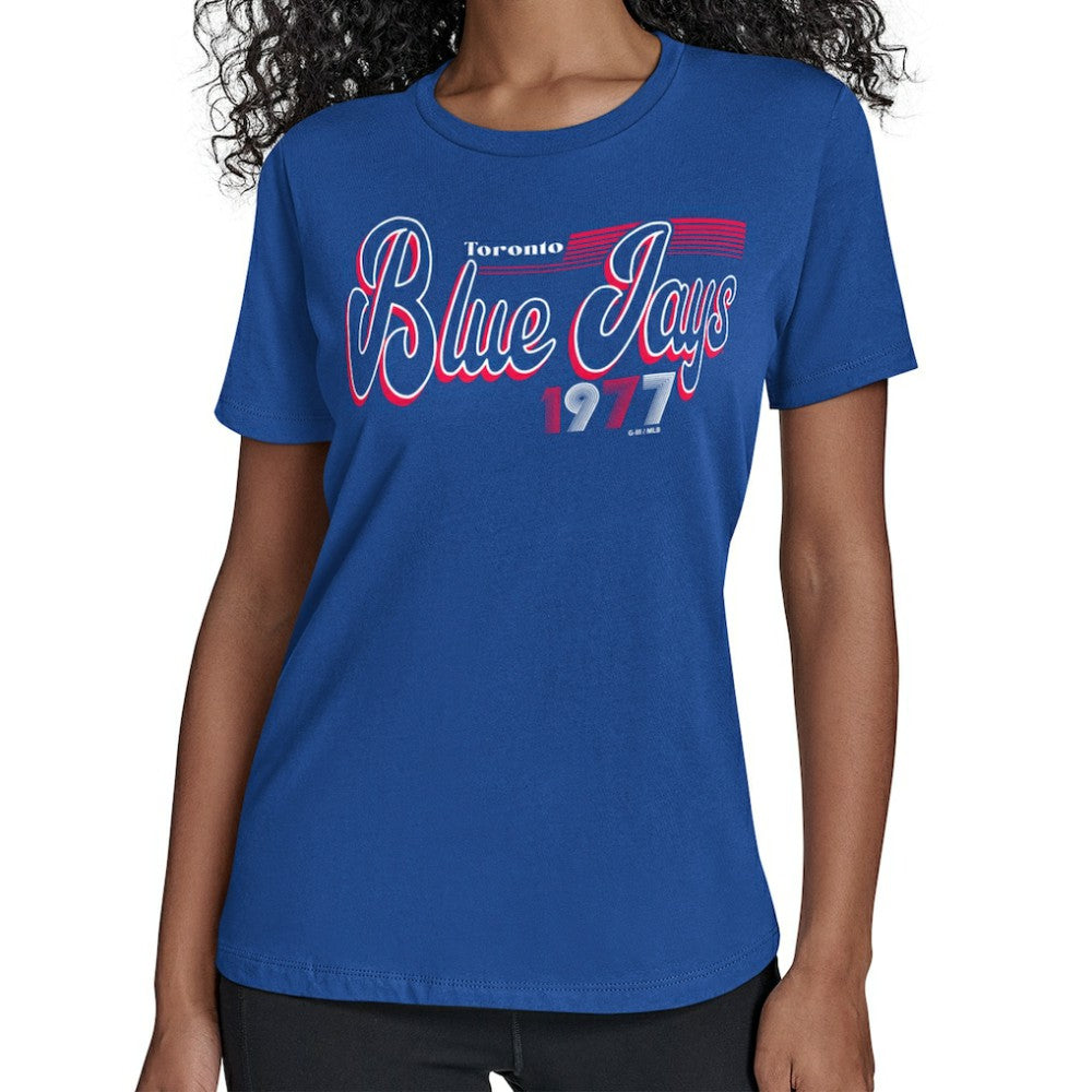 Toronto Blue Jays Starter Women's Groovy Script Team Fitted T-Shirt for sale