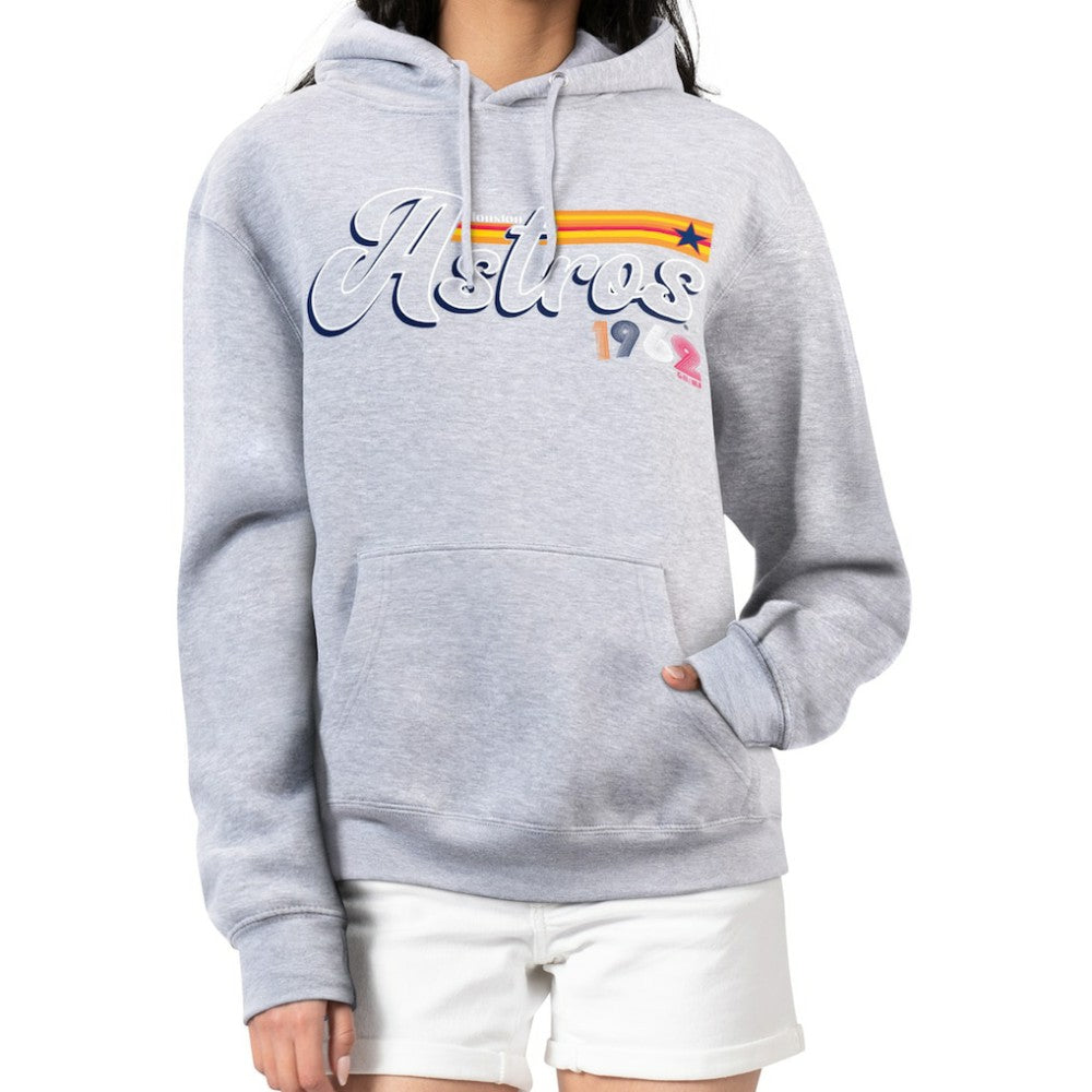 Houston Astros Starter Women's Groovy Script Team Fleece Pullover Hoodie Clearance