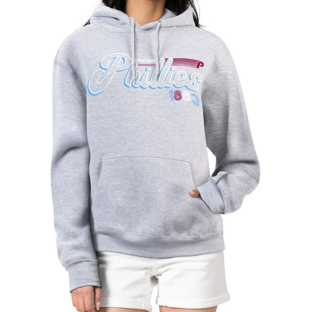 Philadelphia Phillies Starter Women's Groovy Script Team Fleece Pullover Hoodie On Sale