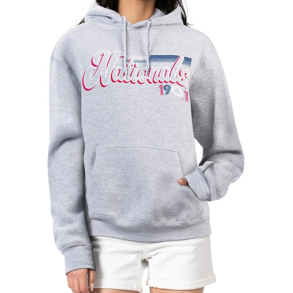 Washington Nationals Starter Women's Groovy Script Team Fleece Pullover Hoodie Near Me