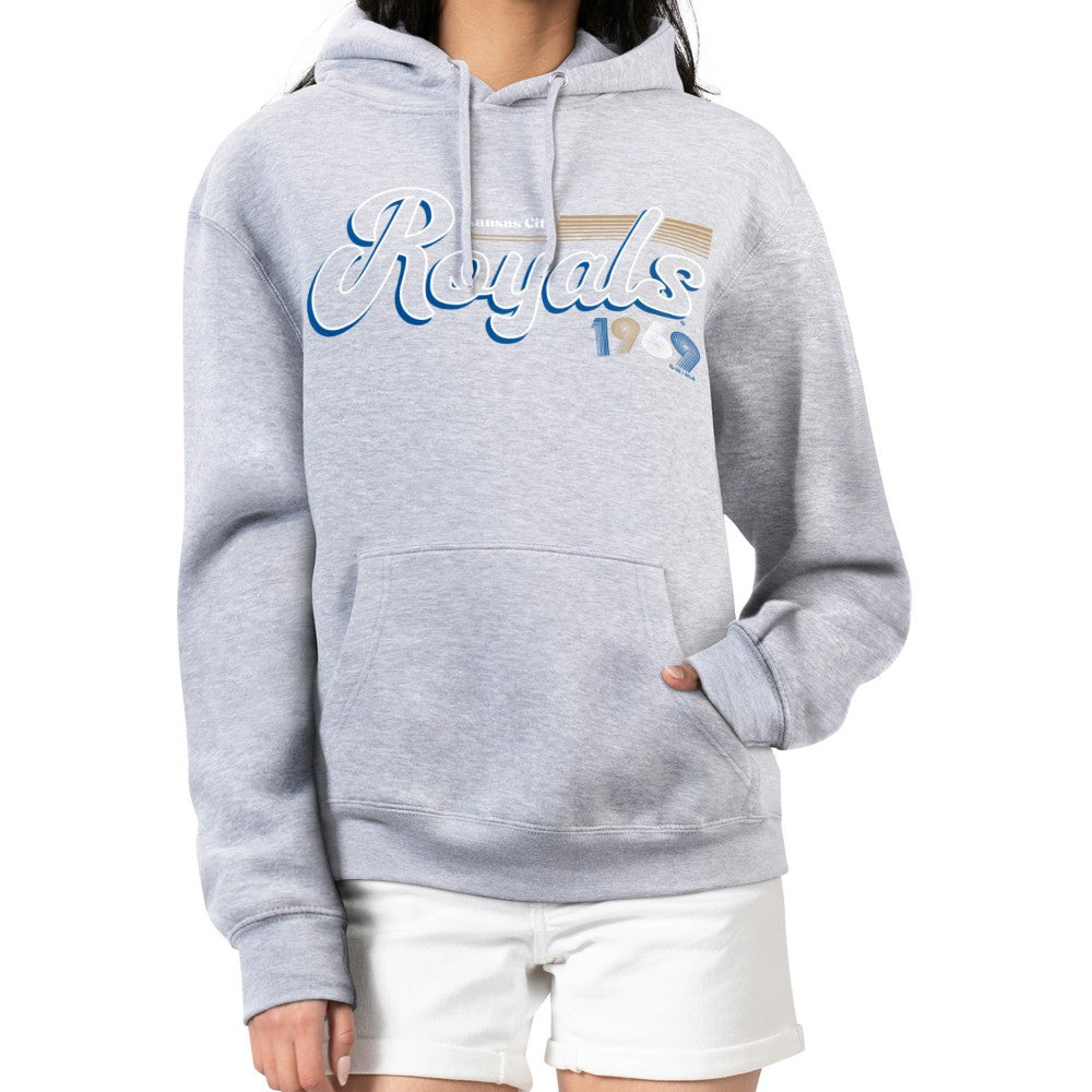 Kansas City Royals Starter Women's Groovy Script Team Fleece Pullover Hoodie Clearance