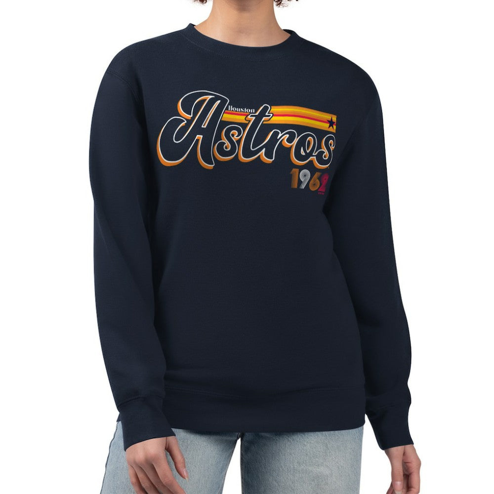 Houston Astros Starter Women's Groovy Script Team Fleece Pullover Sweatshirt for sale
