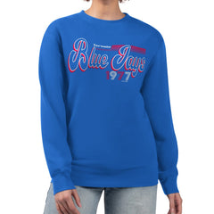 Toronto Blue Jays Starter Women's Groovy Script Team Fleece Pullover Sweatshirt for sale