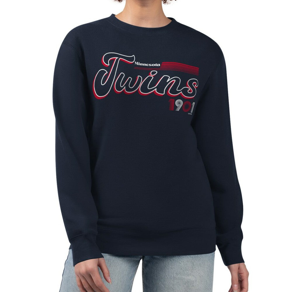 Minnesota Twins Starter Women's Groovy Script Team Fleece Pullover Sweatshirt for sale