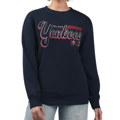 New York Yankees Starter Women's Groovy Script Team Fleece Pullover Sweatshirt Online