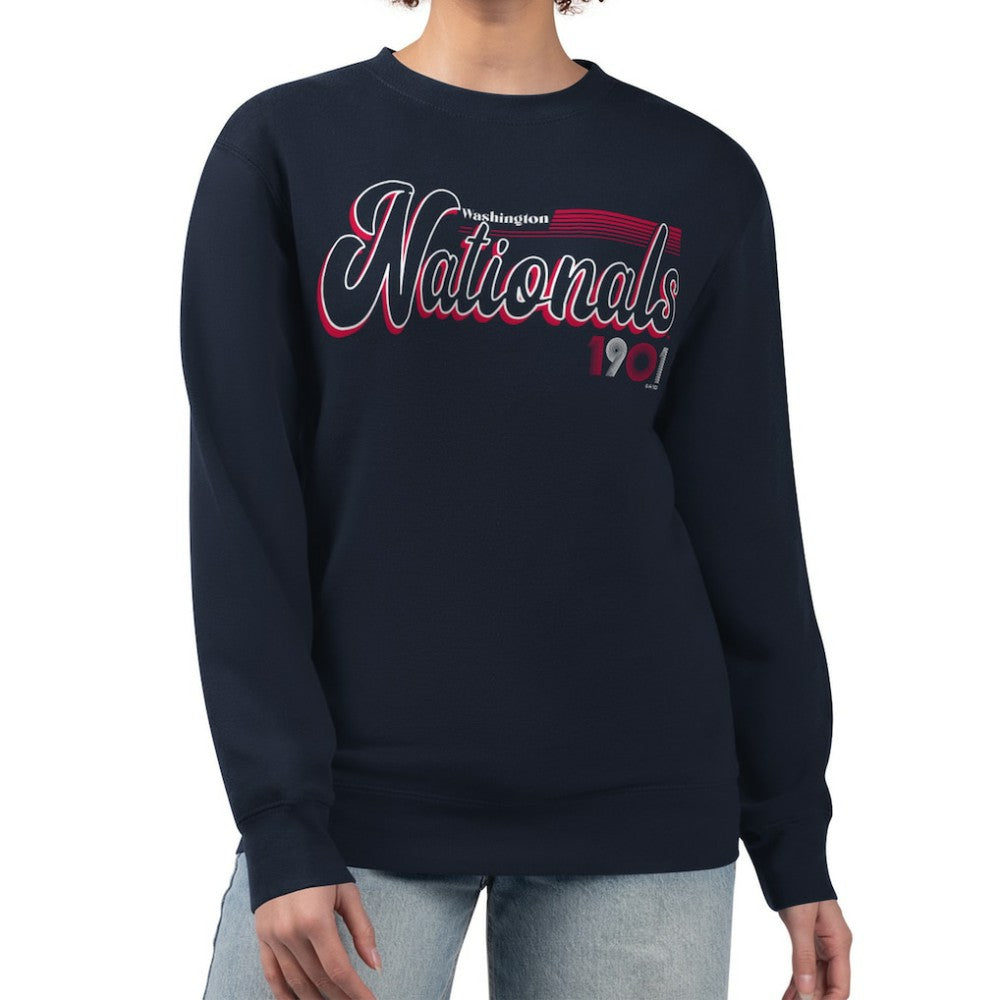 Washington Nationals Starter Women's Groovy Script Team Fleece Pullover Sweatshirt discount