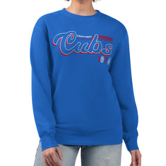 Chicago Cubs Starter Women's Groovy Script Team Fleece Pullover Sweatshirt for sale