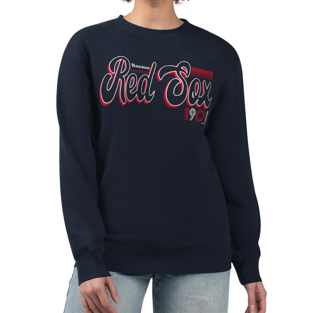 Boston Red Sox Starter Women's Groovy Script Team Fleece Pullover Sweatshirt Sale