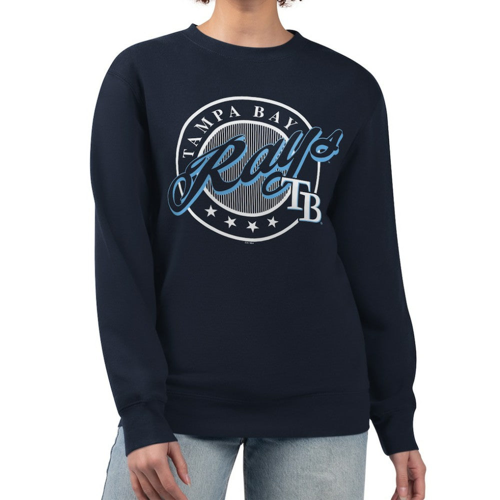 Tampa Bay Rays G-III 4Her by Carl Banks Women's Pinstripe Circle Team Fleece Pullover Sweatshirt Lifestyle