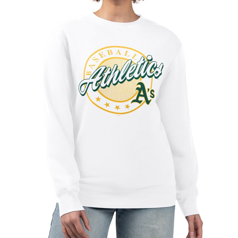 Athletics G-III 4Her by Carl Banks Women's Pinstripe Circle Team Fleece Pullover Sweatshirt On Sale