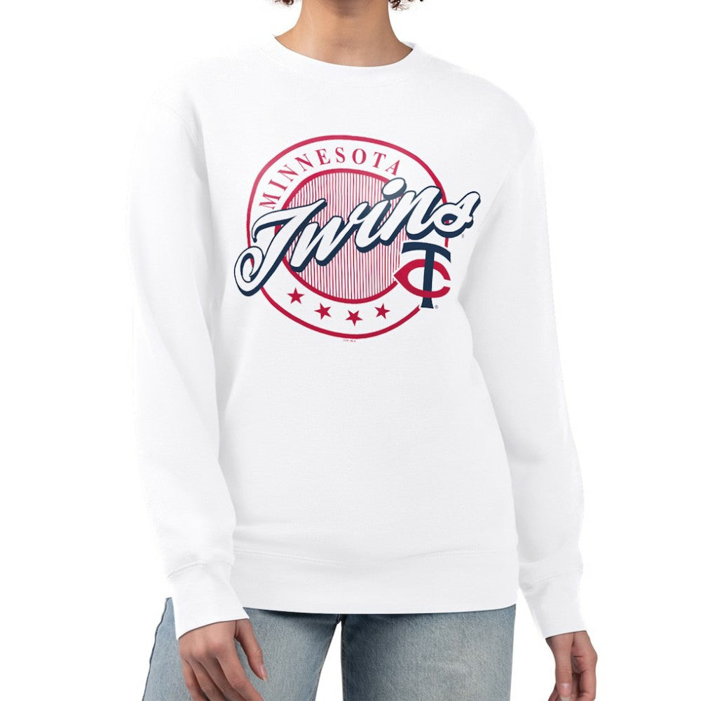 Minnesota Twins G-III 4Her by Carl Banks Women's Pinstripe Circle Team Fleece Pullover Sweatshirt discount