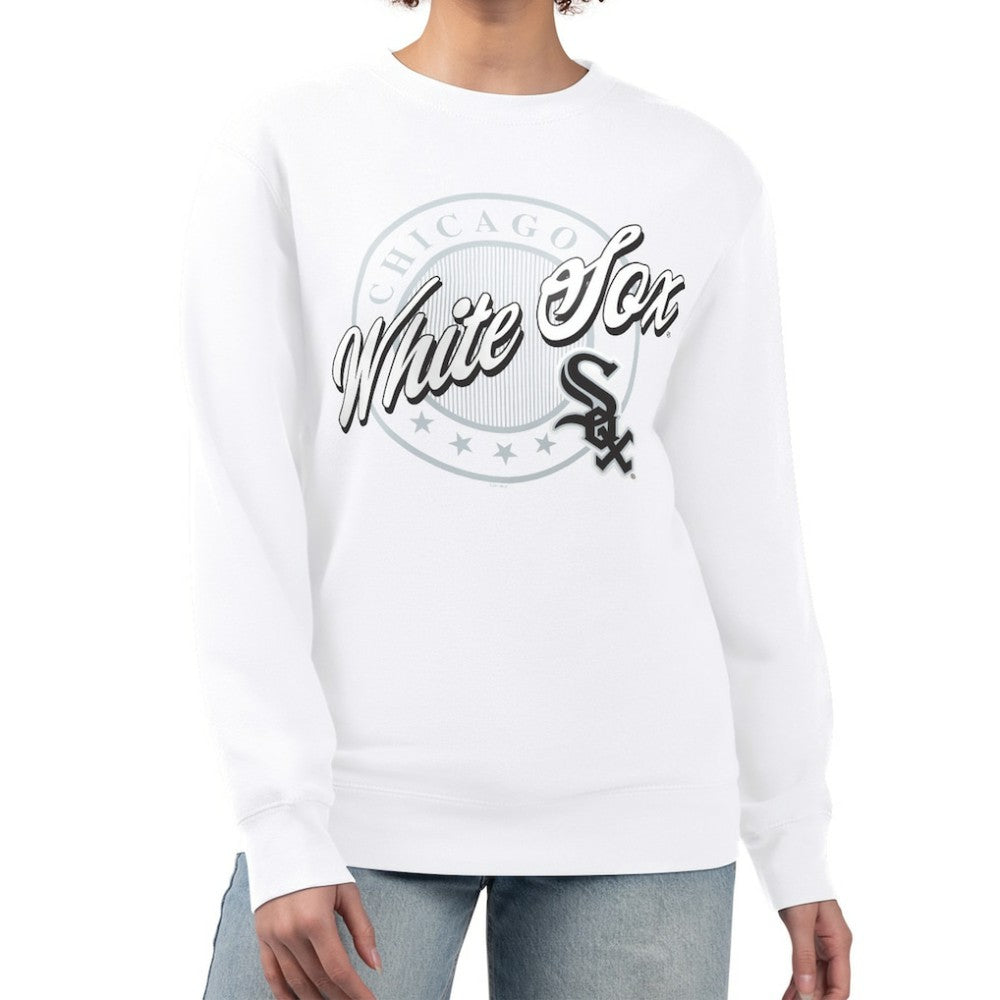 Chicago White Sox G-III 4Her by Carl Banks Women's Pinstripe Circle Team Fleece Pullover Sweatshirt On Sale