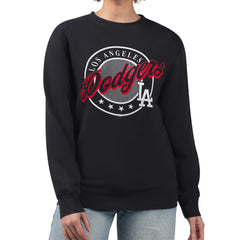 Los Angeles Dodgers G-III 4Her by Carl Banks Women's Pinstripe Circle Team Fleece Pullover Sweatshirt Sale