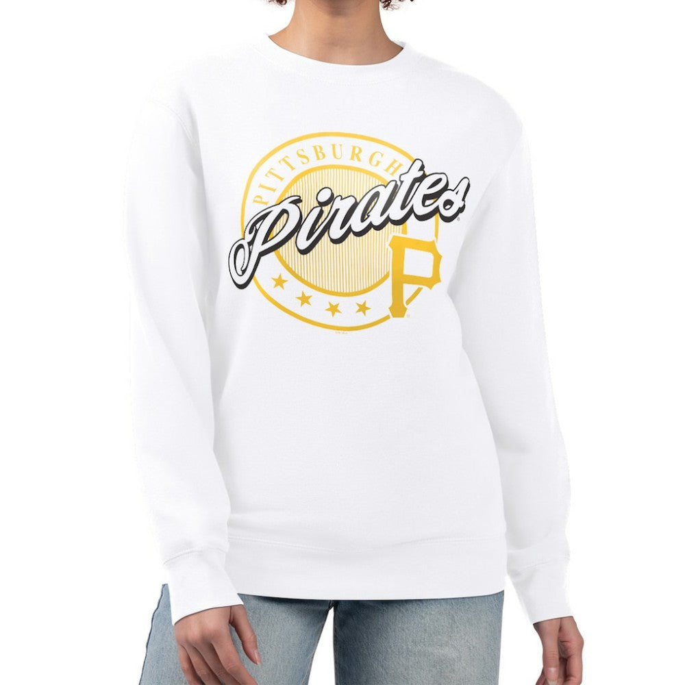 Pittsburgh Pirates G-III 4Her by Carl Banks Women's Pinstripe Circle Team Fleece Pullover Sweatshirt for sale
