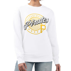 Pittsburgh Pirates G-III 4Her by Carl Banks Women's Pinstripe Circle Team Fleece Pullover Sweatshirt for sale