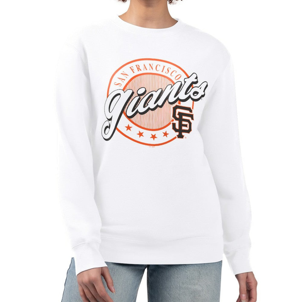 San Francisco Giants G-III 4Her by Carl Banks Women's Pinstripe Circle Team Fleece Pullover Sweatshirt for sale