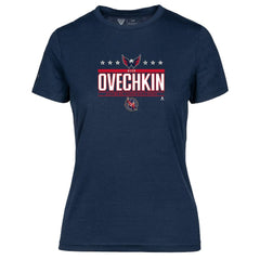 Alexander Ovechkin Washington Capitals Levelwear Women's NHL All-Time Leading Goal Scorer Milestone Stars Name & Number Maddox T-Shirt Navy