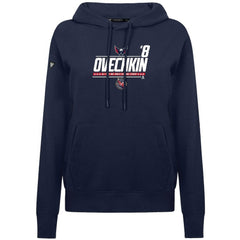 Alexander Ovechkin Washington Capitals Levelwear Women's NHL All-Time Leading Goal Scorer Milestone Stripes Name & Number Adorn Pullover Hoodie Navy