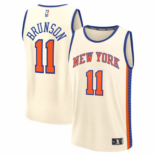 Jalen Brunson New York Knicks 2025/26 City Edition Fast Break Jersey - Cream | NBA Jerseys