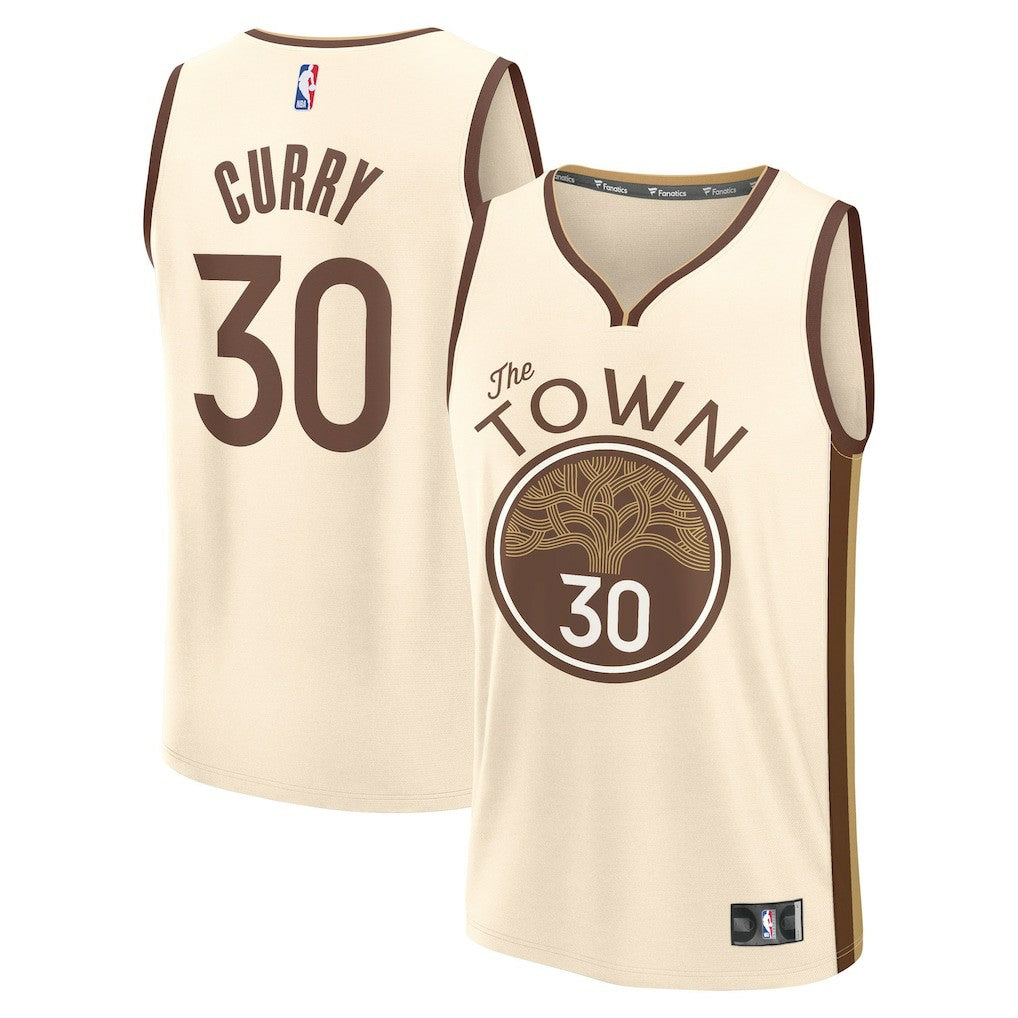 Fanatics - Stephen Curry Golden State Warriors Youth 2025/26 City Edition Fast Break Jersey - Tan