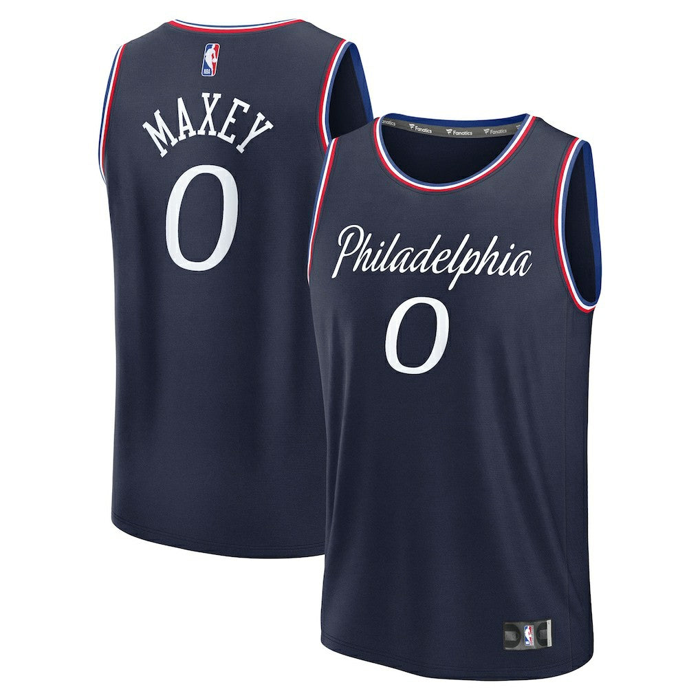 Tyrese Maxey Philadelphia 76ers Youth 2025/26 City Edition Fast Break Jersey - Navy | NBA Jerseys