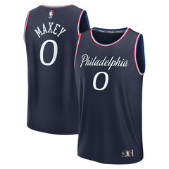 Fanatics - Tyrese Maxey Philadelphia 76ers Youth 2025/26 City Edition Fast Break Jersey - Navy