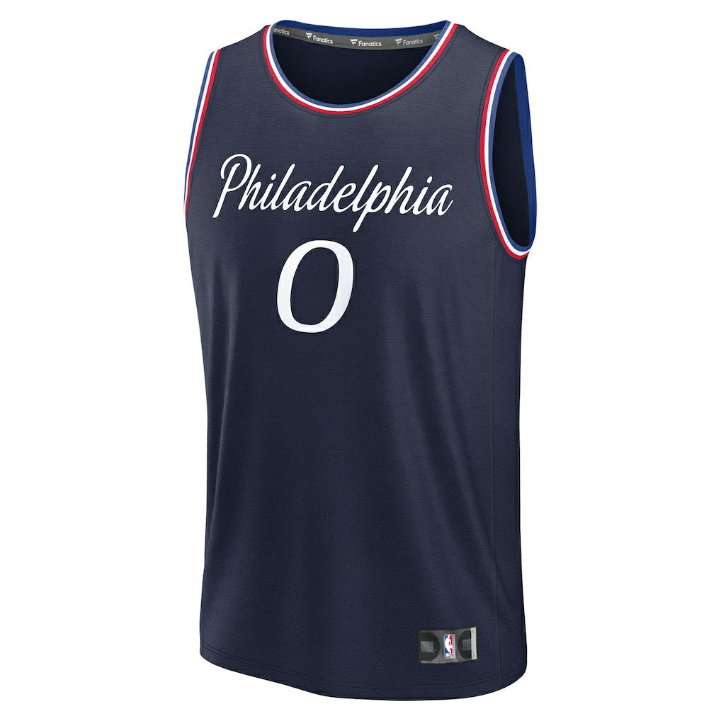 Tyrese Maxey Philadelphia 76ers Youth 2025/26 City Edition Fast Break Jersey - Navy | NBA Jerseys