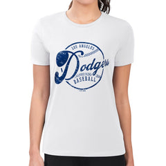 Los Angeles Dodgers G-III 4Her by Carl Banks Women's Super-Slim Fit Lightweight Distressed Baseball Team T-Shirt Lifestyle