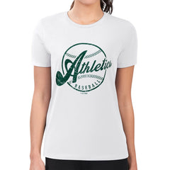 Athletics G-III 4Her by Carl Banks Women's Super-Slim Fit Lightweight Distressed Baseball Team T-Shirt Clearance