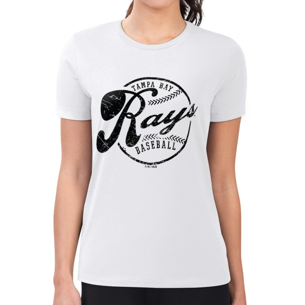 Tampa Bay Rays G-III 4Her by Carl Banks Women's Super-Slim Fit Lightweight Distressed Baseball Team T-Shirt Sale