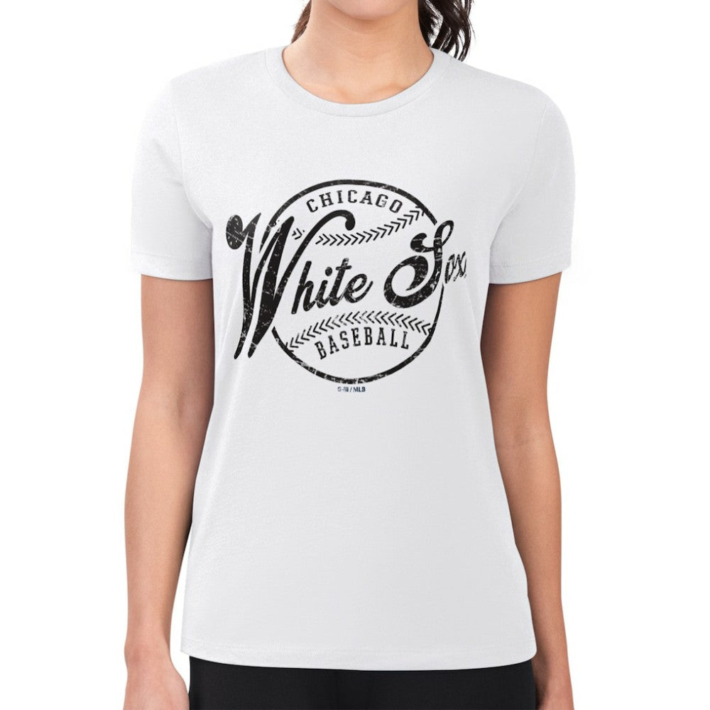 Chicago White Sox G-III 4Her by Carl Banks Women's Super-Slim Fit Lightweight Distressed Baseball Team T-Shirt Clearance