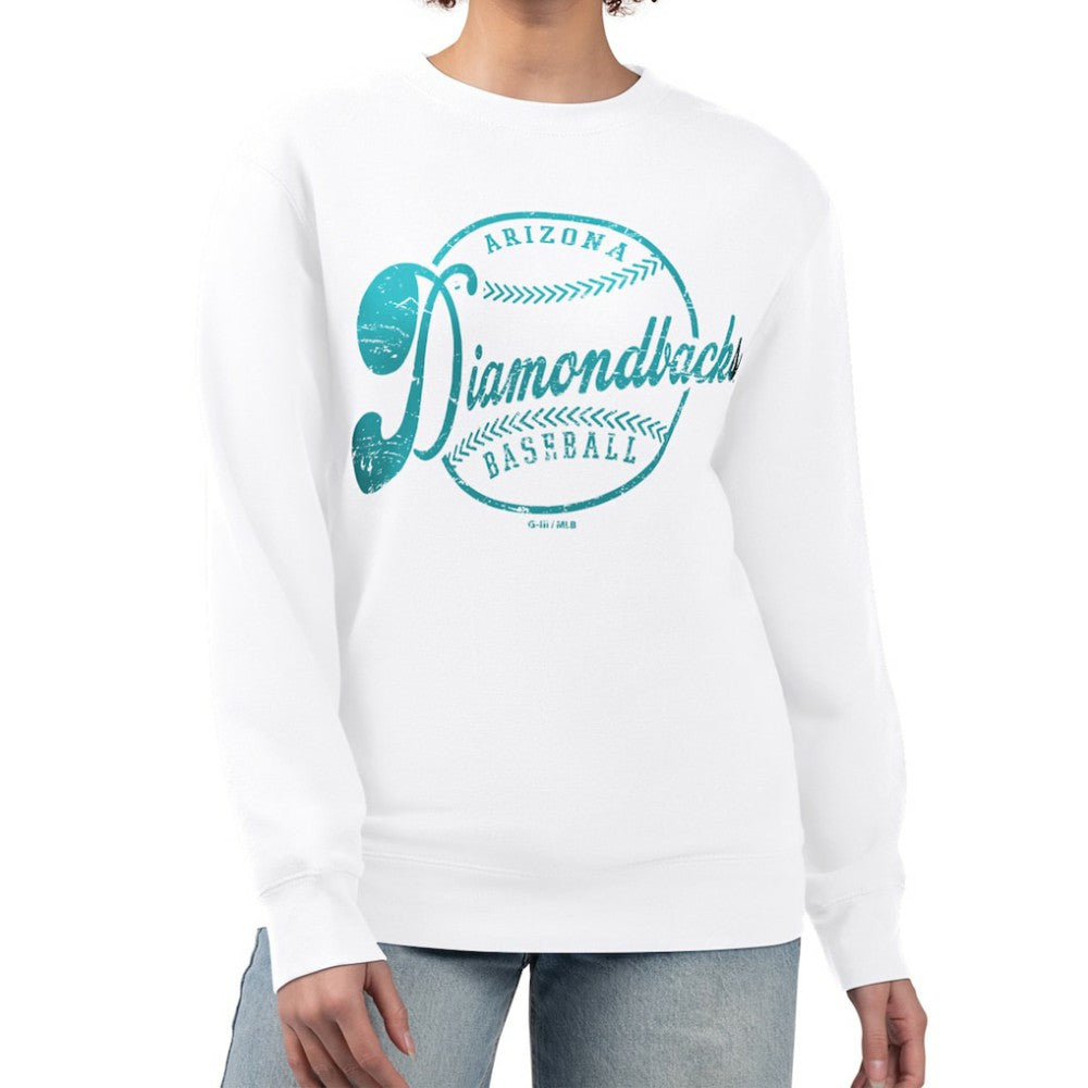 Arizona Diamondbacks G-III 4Her by Carl Banks Women's Distressed Baseball Team Fleece Pullover Sweatshirt for sale