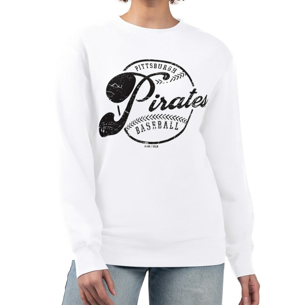 Pittsburgh Pirates G-III 4Her by Carl Banks Women's Distressed Baseball Team Fleece Pullover Sweatshirt Online