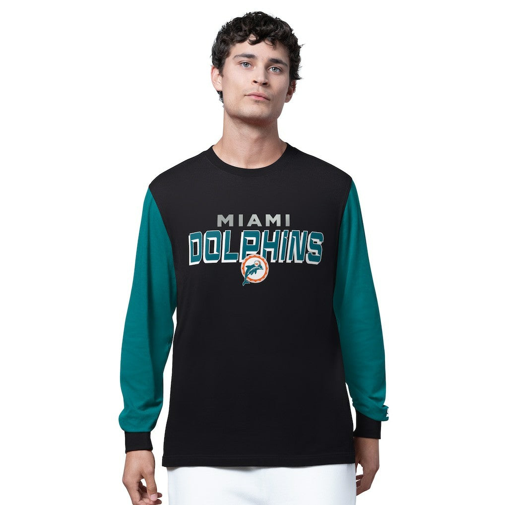 Miami Dolphins Starter Thursday Night Gridiron Long Sleeve T-Shirt Black/Aqua - NFL