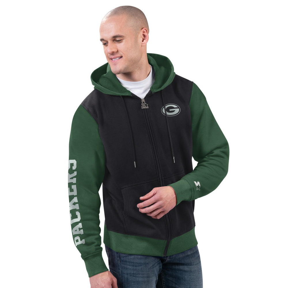 Green Bay Packers Starter Thursday Night Gridiron Full-Zip Hoodie Black/Green - NFL