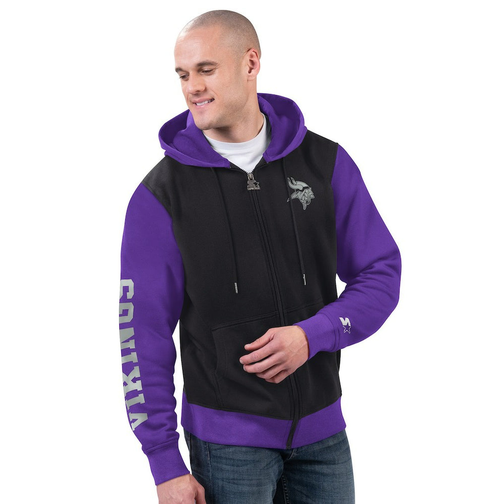Minnesota Vikings Starter Thursday Night Gridiron Full-Zip Hoodie Black/Purple - NFL