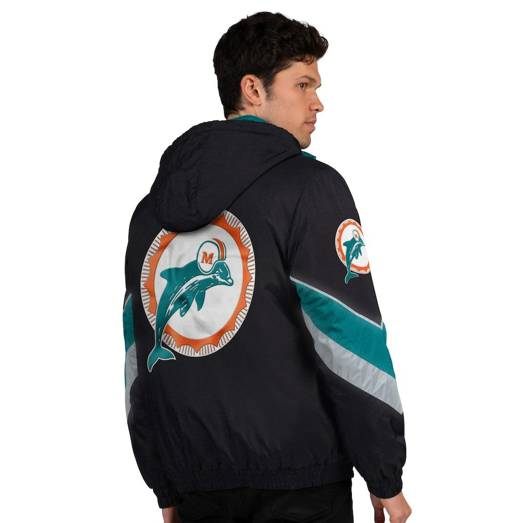 Miami Dolphins Starter Thursday Night Gridiron Vintage Logo Full-Zip Hoodie Black - NFL